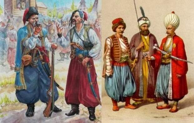 И слева, и справа - это всё козаки. Весьма пестрый сброд представляло собой Войско Запорожское во все времена