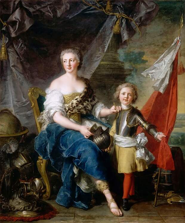 Мадмуазель де Ламбеск в образе Минервы вооружает своего брата, графа де Брионна.