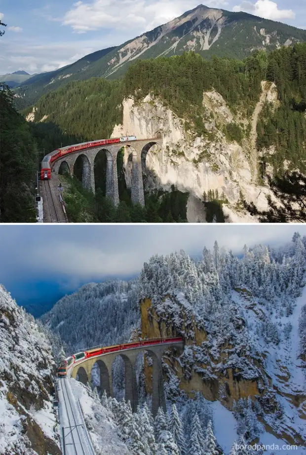 Волшебные места до и во время зимы