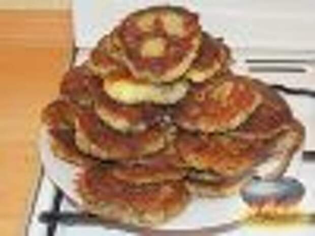 Фото к рецепту: Картофельные оладьи с грибами и луком