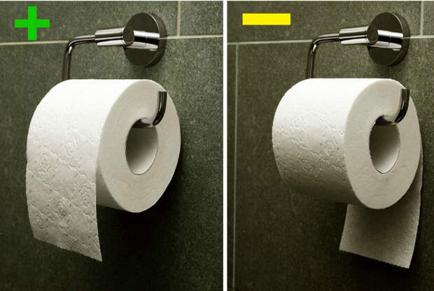 Как правильно вешать рулон туалетной бумаги.