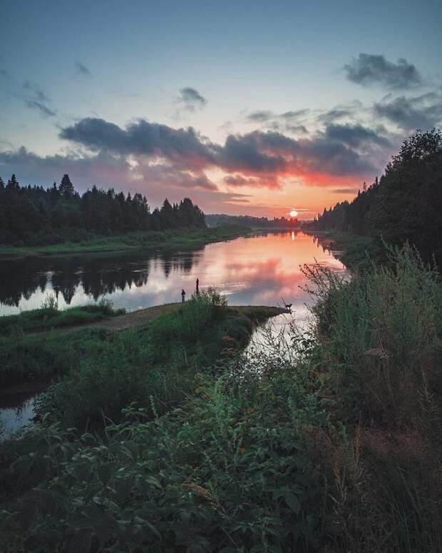 Закат над рекой Язьвой. Пермский край природа, россия, страна