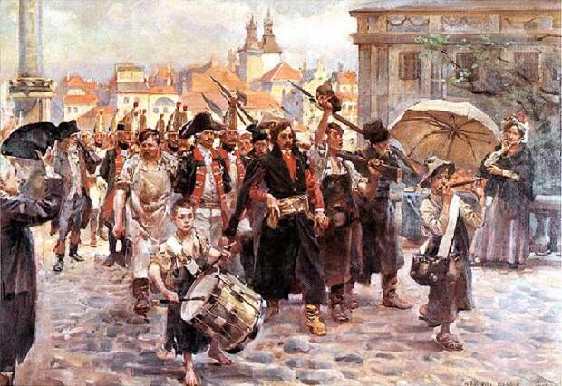 Русские пленные на улицах Варшавы, картина Войцека Коссака
