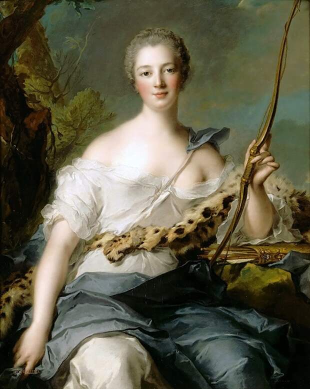 Жанна-Антуанетта Пуассон (1722-1764), маркиза де Помпадур, в образе Дианы-Охотницы.