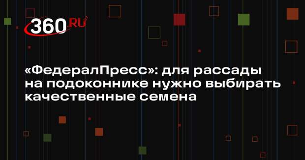 «ФедералПресс»: для рассады на подоконнике нужно выбирать качественные семена