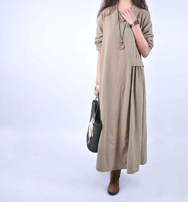 Cotton and linen dress long skirt Flax thick spring by babyangella: 