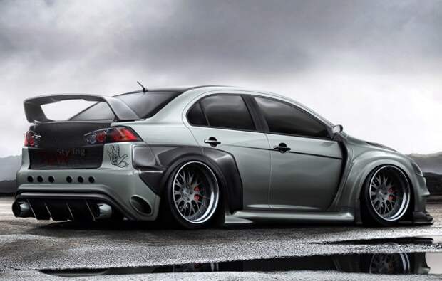 Photo wallpaper графика, машина, скорость, Mitsubishi, car, Lancer