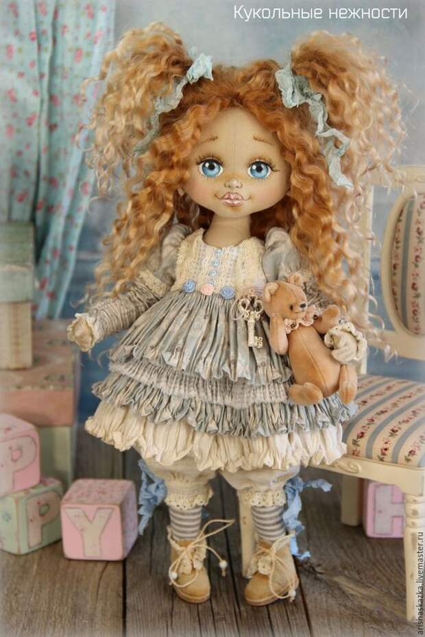 Купить Кнопочка (резерв) . Кукла авторская текстильная - шебби, шебби-шик, шебби шик, бохо: 