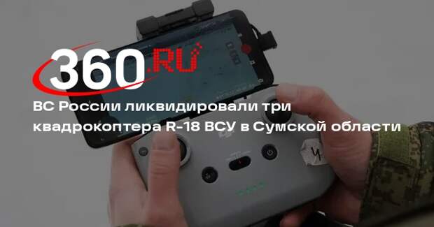 ВС России ликвидировали три квадрокоптера R-18 ВСУ в Сумской области