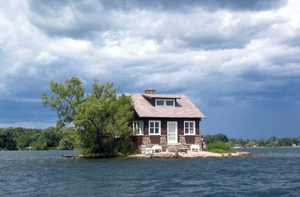 4. Дом-остров на реке Святого Лаврентия (Saint Lawrence River), США дом, жилье, опасные места, строительство