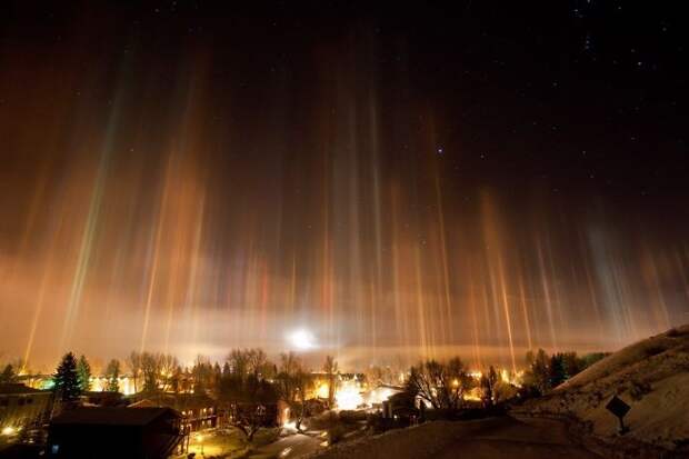 Light Pillars In Jackson, Wy