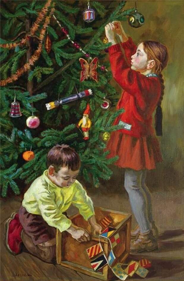 Эльза Хохловкина. Дети у елки. 1970