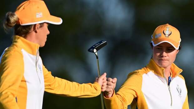 Mel Reid (left) and Leona Maguire (right) won their foursomes match together for the second day running