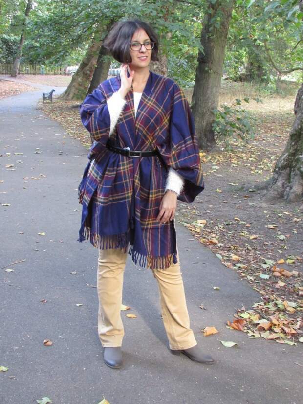 How to style a blanket wrap as a cardigan 