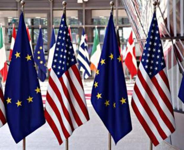 флаги ЕС и США государственные флаги ЕС и США