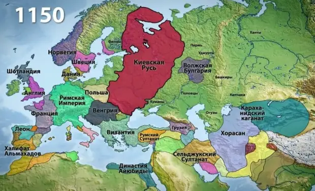 Так выглядела на карте Европы Русь до монголо-татарского нашествия