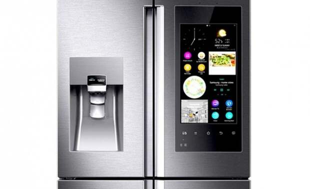 "Samsung Family Hub Smart Fridge" a smart refrigerator with cameras and an interactive tablet