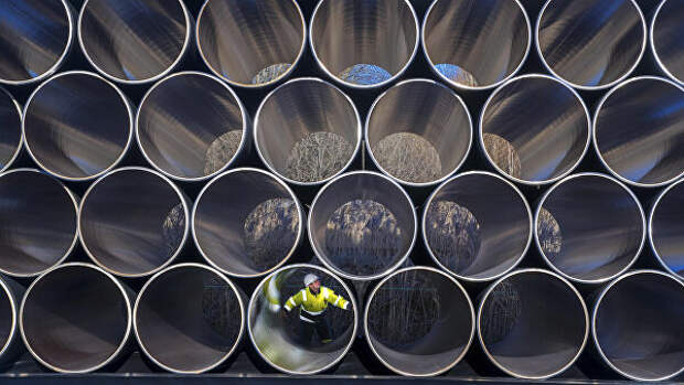 Трубы для строительства газопровода Nord Stream 2 в немецком Заснице