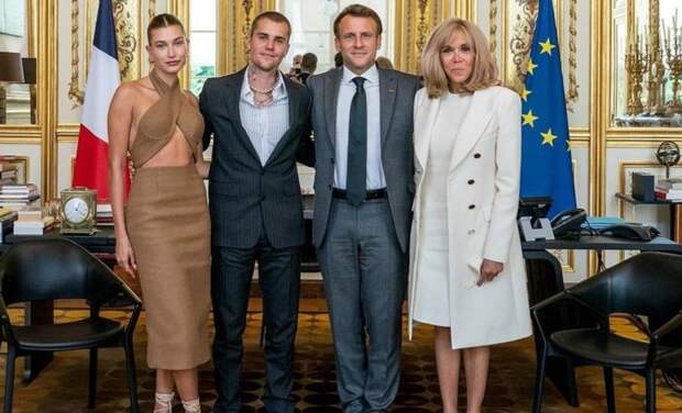 Напросились: Джастин и Хейли Бибер встретились с Эммануэлем и Брижит Макрон