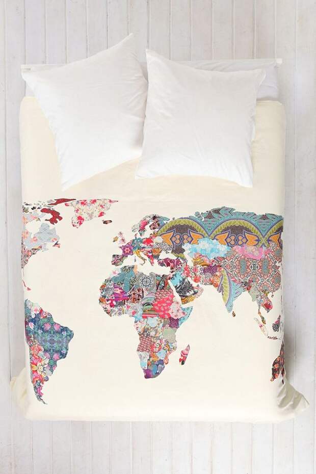 World Map Patchwork Duvet