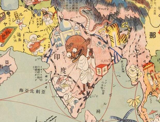 Как японцы в 30-х годах мир видели карта, мир, представление, рисунок, смешно, юмор, япония