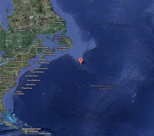 Покажи где затонул титаник. Место крушения Титаника на карте. Атлантический океан место гибели Титаника. Место крушения Титаника на карте со спутника.