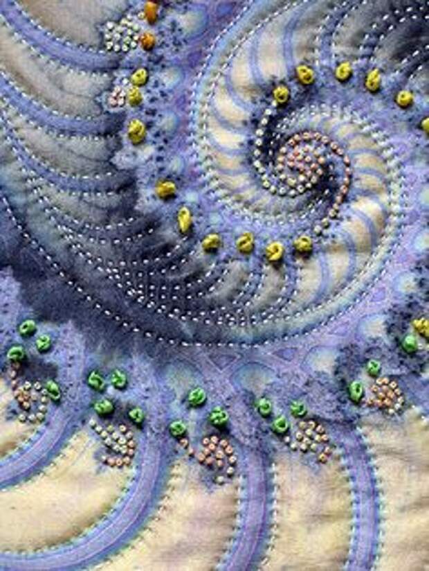 Detail 1 of Royal Crustacean - fractal art quilt