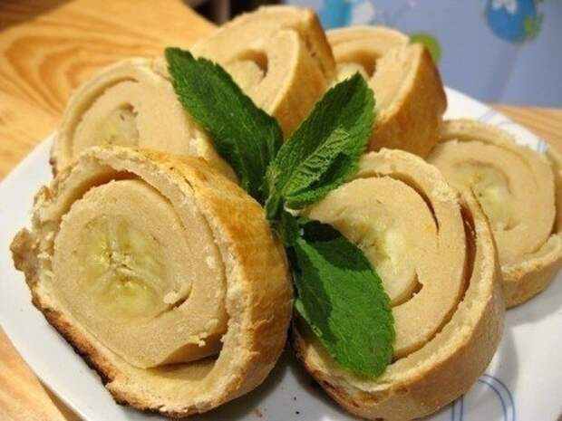 творожный рулет с бананом