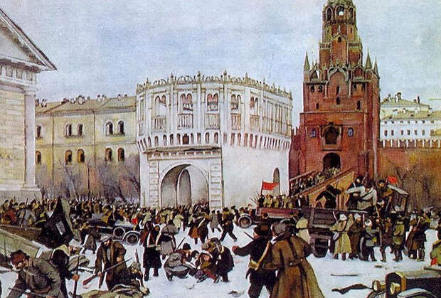Константин Юон «Вступление в Кремль через Троицкие ворота 2 (15) ноября 1917 года»