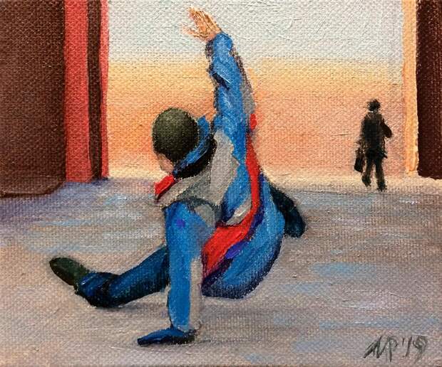 Зачем художник рисует падающих на гололеде петербуржцев?