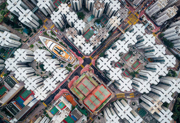Спальные районы Гонконга с высоты птичьего полета азия, гонконг, фотопутешествие