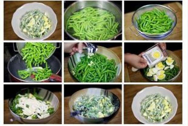 Фото к рецепту: Салат из зеленой фасоли с яйцами