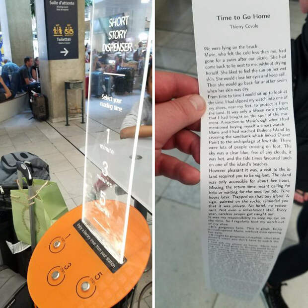 Автомат в аэропорту печатает короткие рассказы, которые можно почитать в ожидании рейса гениальность, идея, креатив, магазин, мир, покупка, удобство
