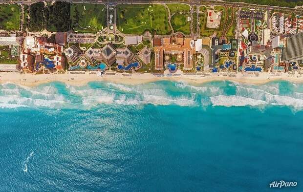 11. Гостиничная зона между Карибским морем и лагуной Ничупте - Канкун, Мексика аэрофото, аэрофотосъемка, города мира, с высоты птичьего полета