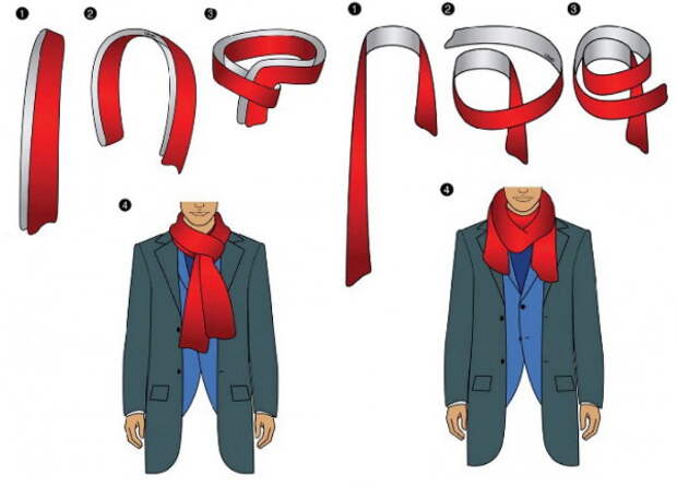 Как завязать красиво шарф на пальто мужчине