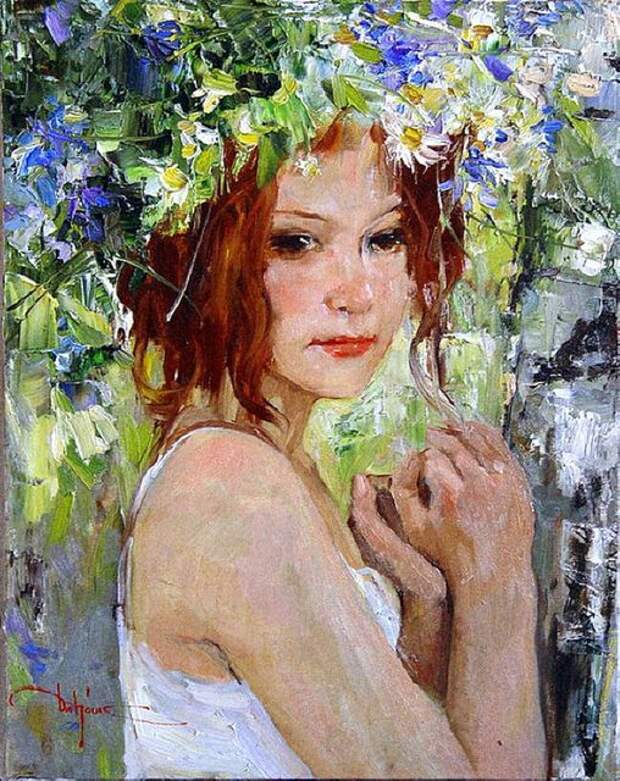 Картина женщина лето