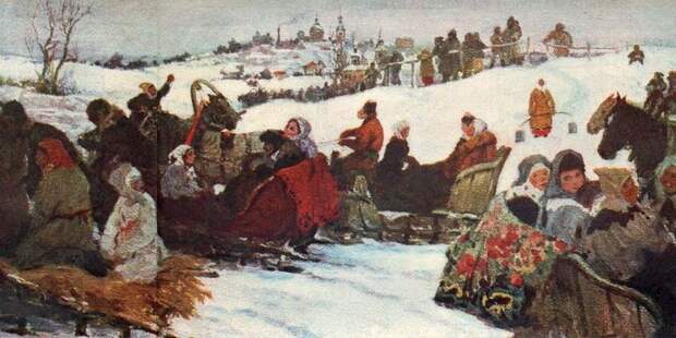Александр Алексеевич Бучкури  - Катание на святках. Холст, масло