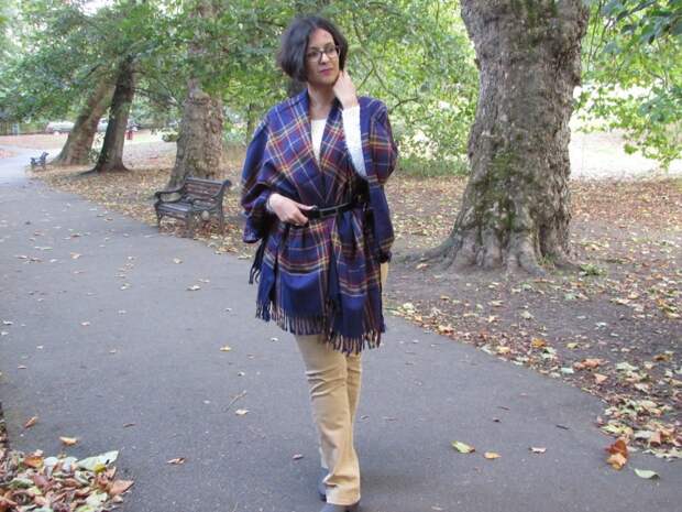 blanket-scarf-cardigan How to style a blanket scarf as a cardigan