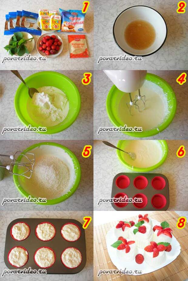 Пошаговый фото рецепт процесса приготовления рецепта - Кокосовые пирожные без выпечки