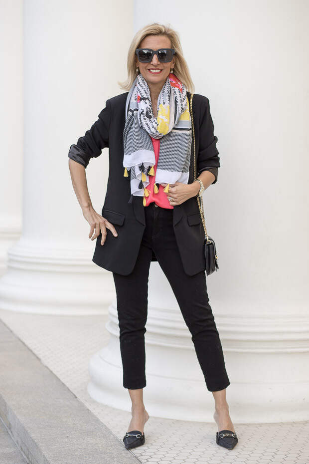 Womens Fashion All Black Outfit With A Pope Of Color 