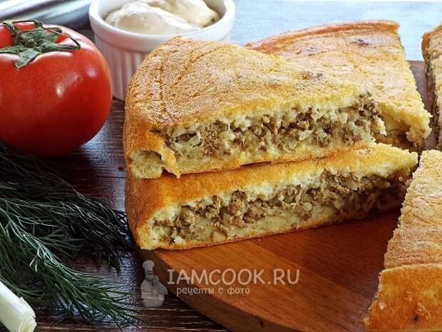 Заливной пирог с печенью и рисом