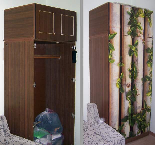 Старый шкаф до и после декорирования фотографией