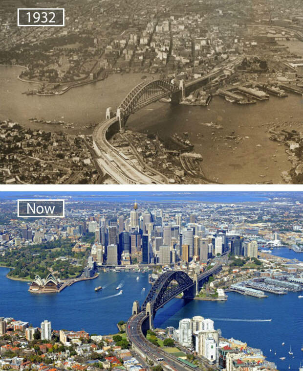Сидней в 1932-ом и сейчас.