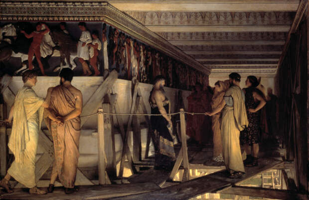 Фидий и фриз Парфенона, Альма-Тадема, 1868-9 гг. \ Фото: sh.wikipedia.org. Фидий и фриз Парфенона, Альма-Тадема, 1868-9 гг. \ Фото: sh.wikipedia.org.