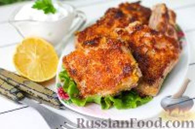 Фото к рецепту: Свиные ребрышки в кукурузных хлопьях