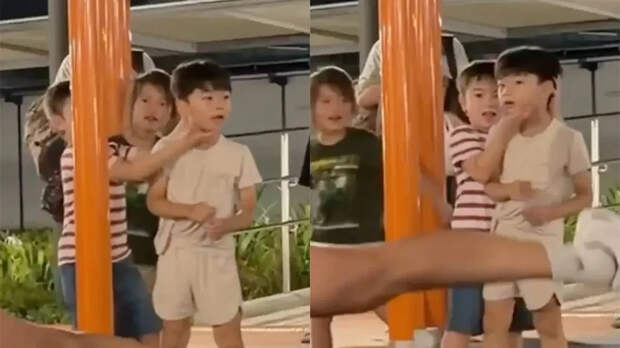 Самый внимательный зритель на детской площадке