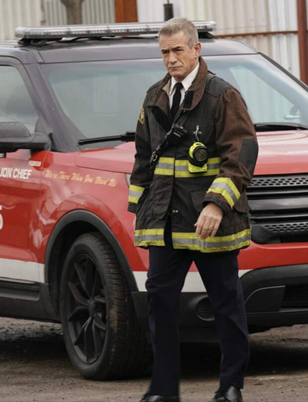 Dermot Mulroney as Chief Dom Pascal on Chicago Fire Season 13 Episode 12.