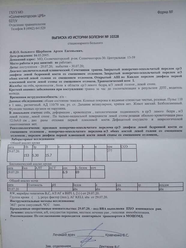 Помогите: мальчика сбила машина, и он может лишиться ноги