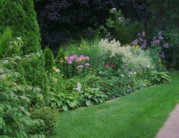 красивые уголки сада - миксбордер из многолетников