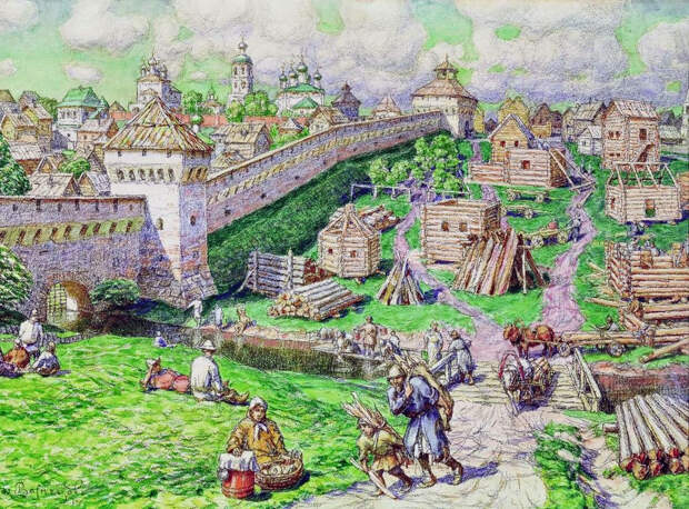 Васнецов А.М. Лубяной торг на Трубе в XVII в. 1926 г.